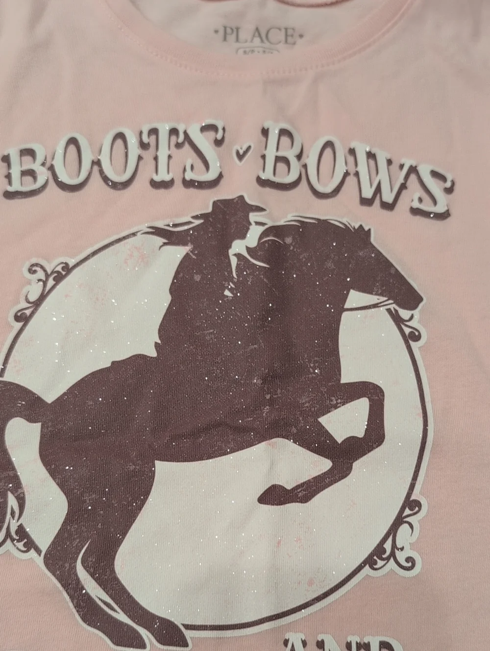 Kids The Children's Place Pink SparkleGraphic 'Boots Bows and Rodeos' Tee Size 5